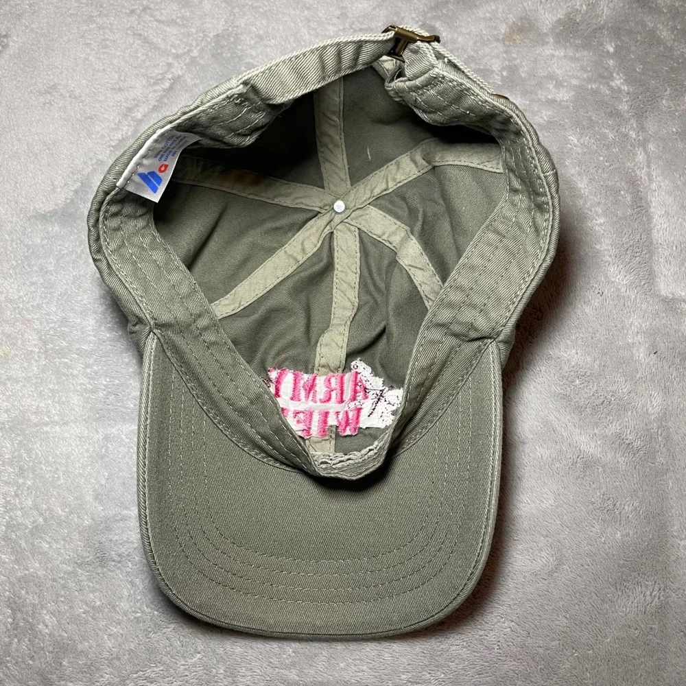 Army Wife Hat Womens Olive Green Embroidered Butterfly Rose Cotton Baseball Cap